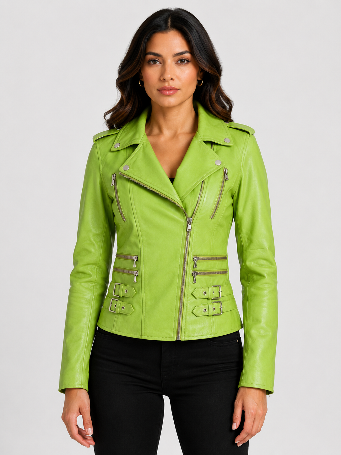 AGSM Women's Biker Jacket - Parrot Green