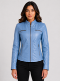 OBFQ Women's Biker Jacket - Baby Boy Blue