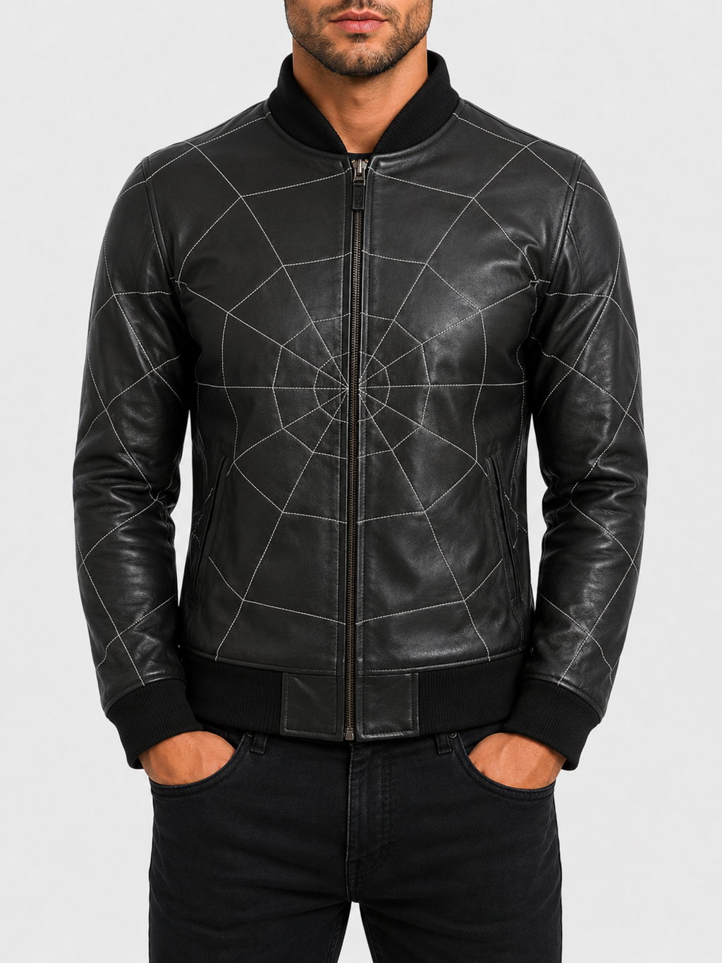 4FZ5 Men's Web Bomber Jacket - Black/White