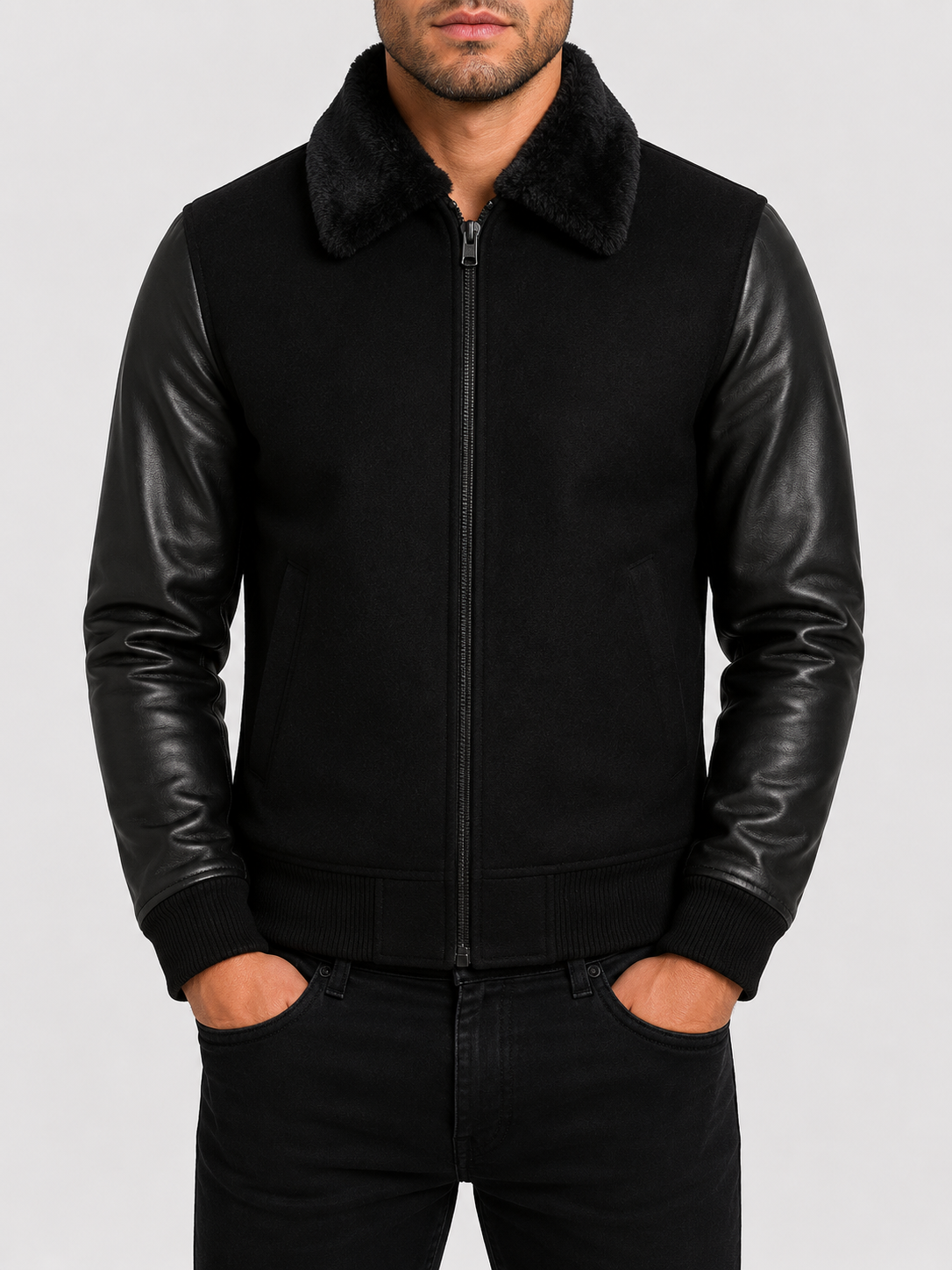 Y3EZ Men’s Fur Bomber Jacket - Target 1