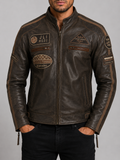 CXUS Men's Racing Biker Jacket - Desert Tan