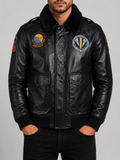 B406 Men's Aviator Bomber Jacket - Black