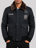 HWLI Men's Aviator Patch Bomber Jacket - Skipper Brown