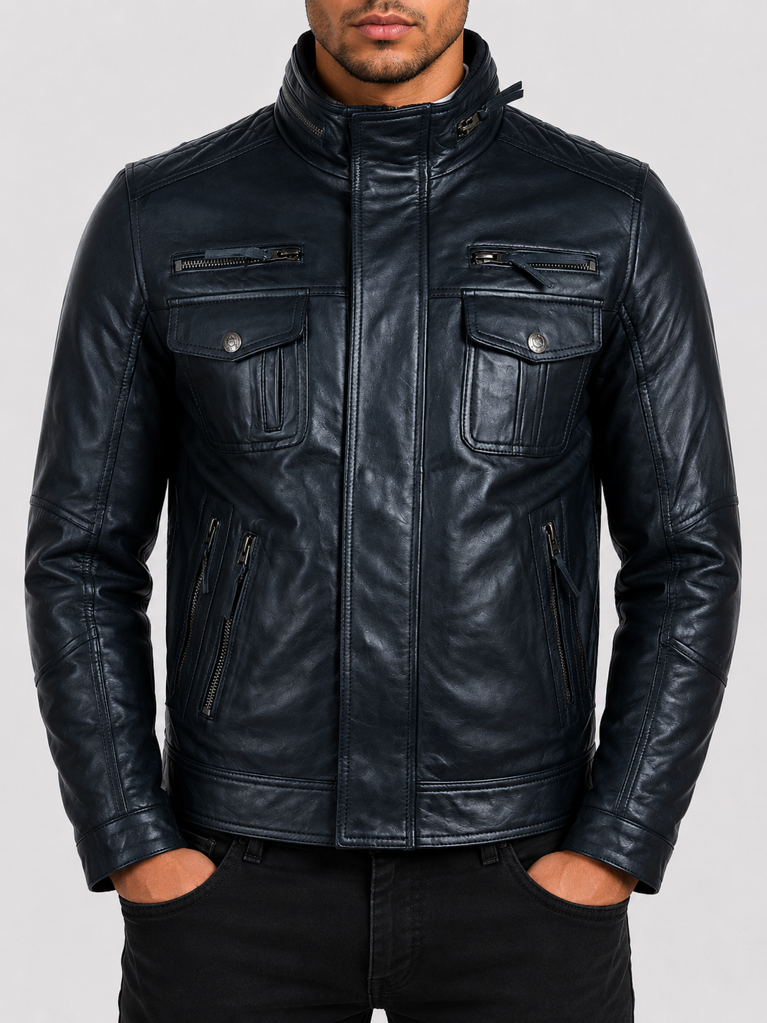 S8T4 Men’s Special Biker Jacket - Black