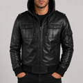 Alder & Stone Men's Hood Bomber Jacket - Black