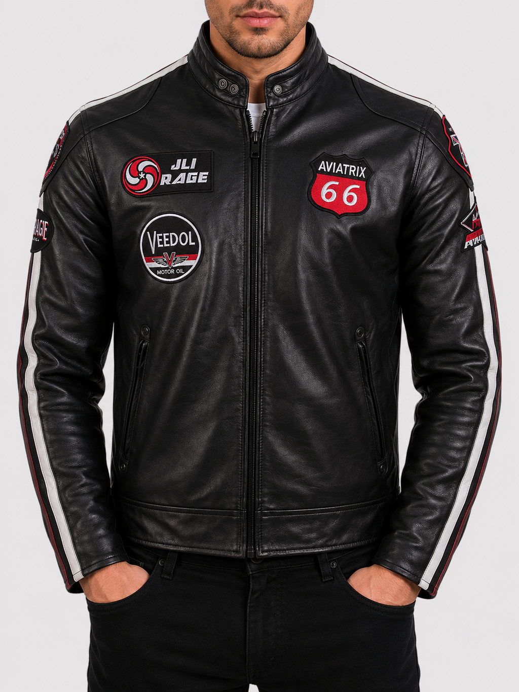 LSS3 Men's Racing Biker Jacket - Black