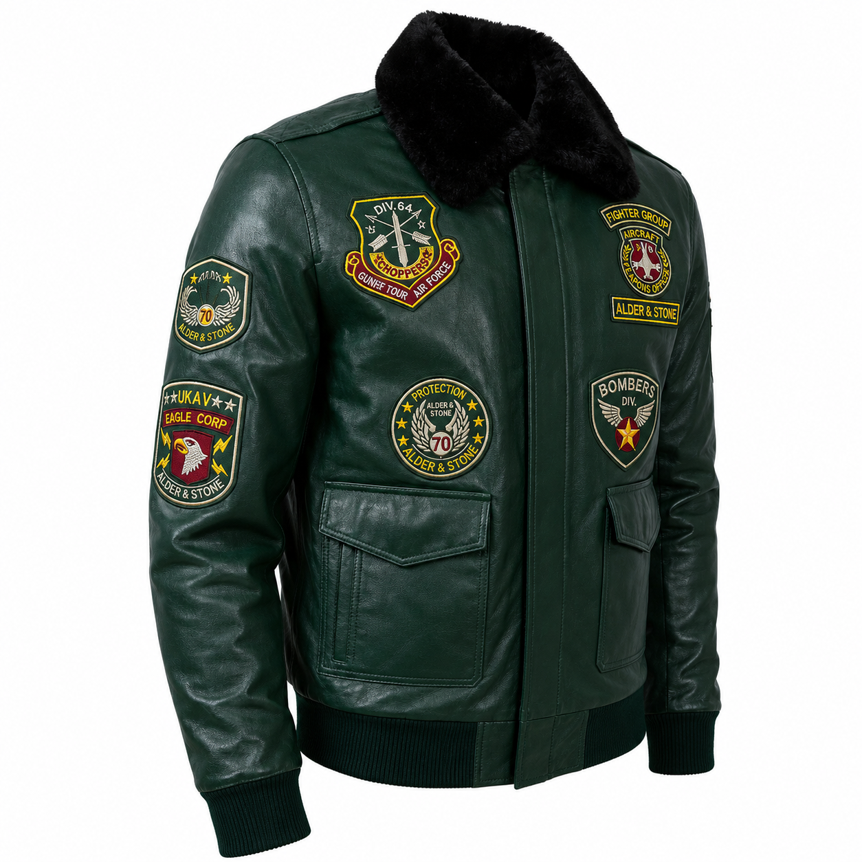 Alder & Stone Men's Aviator Bomber Jacket - Green
