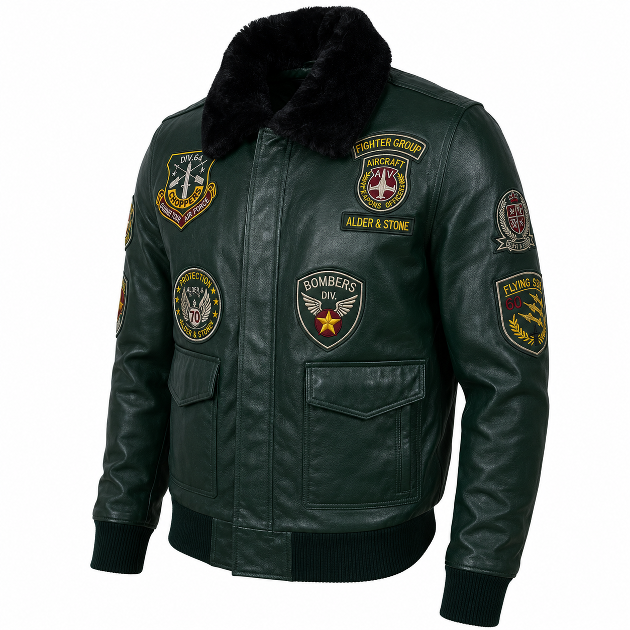 Alder & Stone Men's Aviator Bomber Jacket - Green