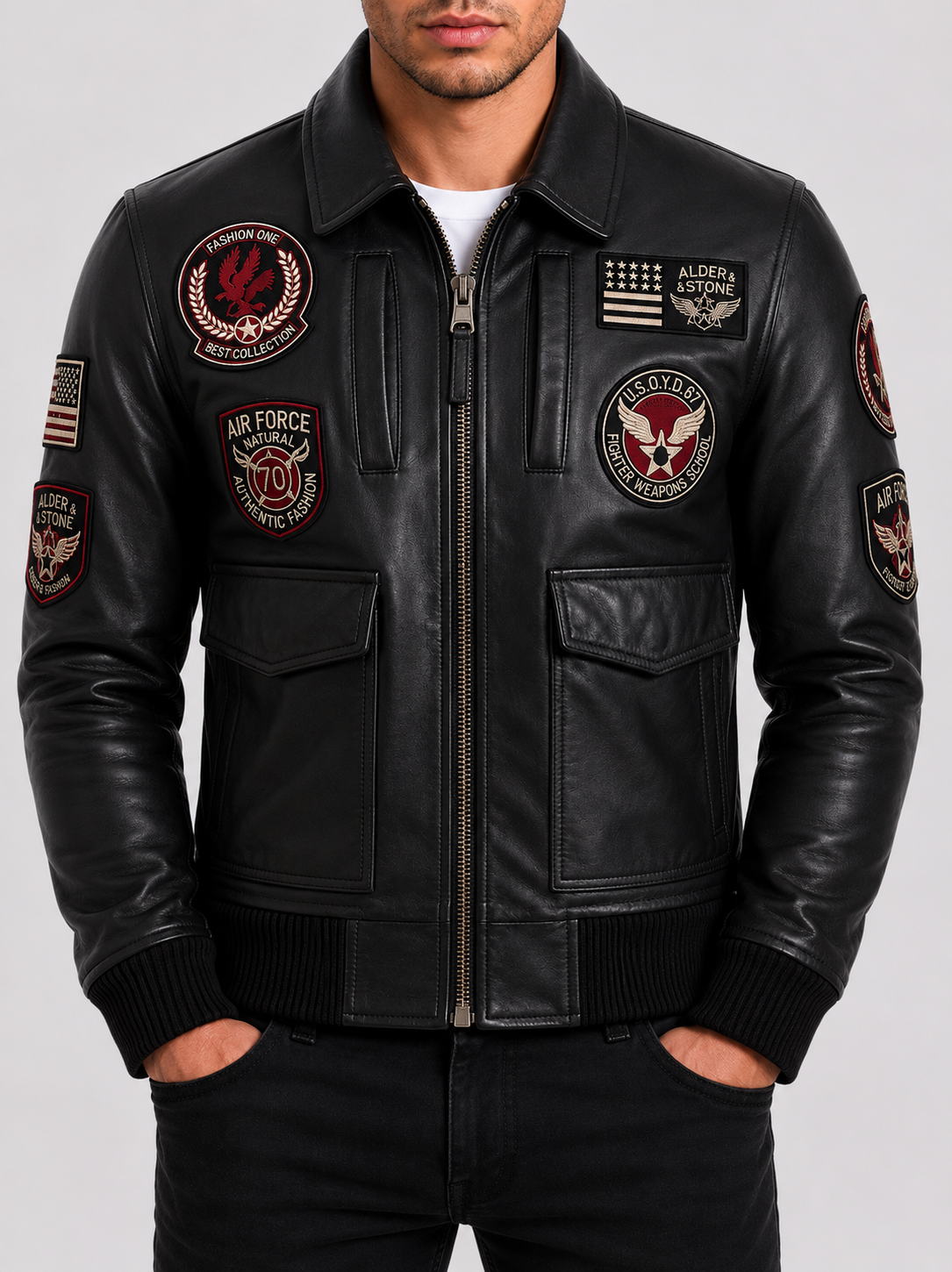 Alder & Stone Men's Pilot Jacket - Black