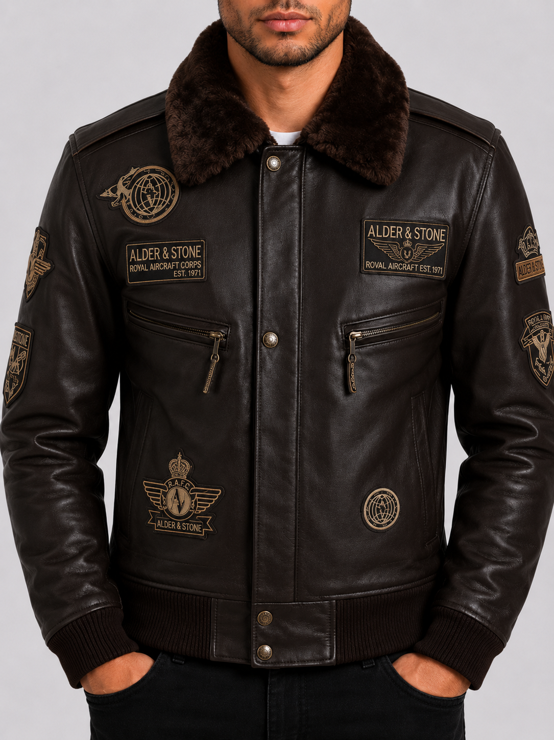 Alder & Stone Men's Air Force Jacket - Brown