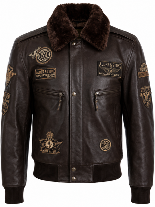 Alder & Stone Men's Air Force Jacket - Brown