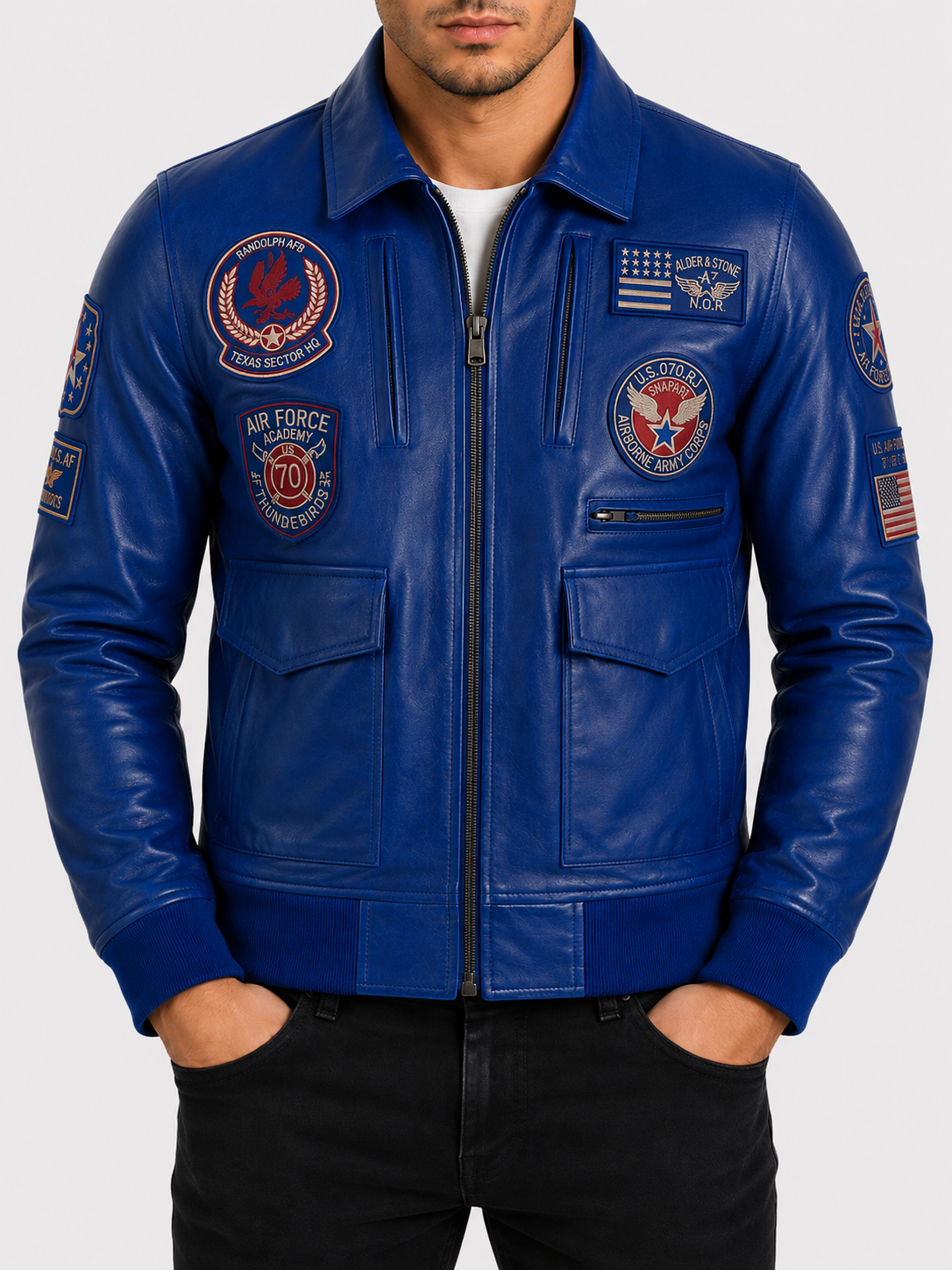 Alder & Stone Men's Pilot Jacket - Electric Blue