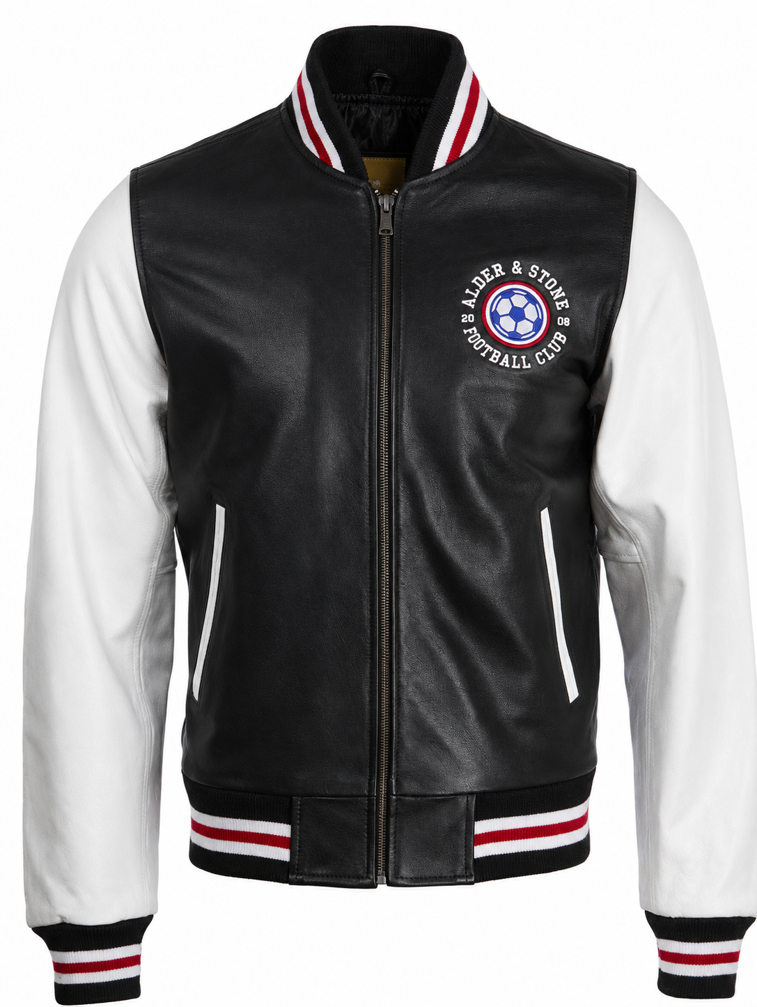 Alder & Stone Men's Varsity Football Jacket - Black/White
