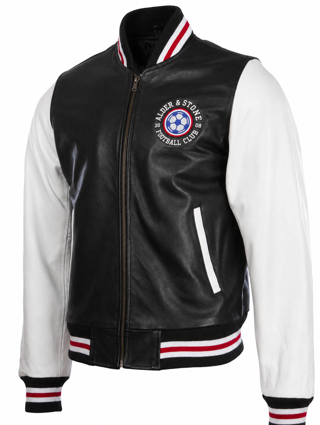 Alder & Stone Men's Varsity Football Jacket - Black/White