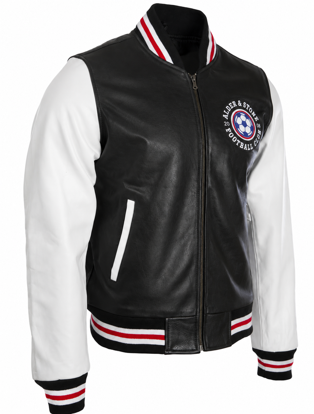 Alder & Stone Men's Varsity Football Jacket - Black/White