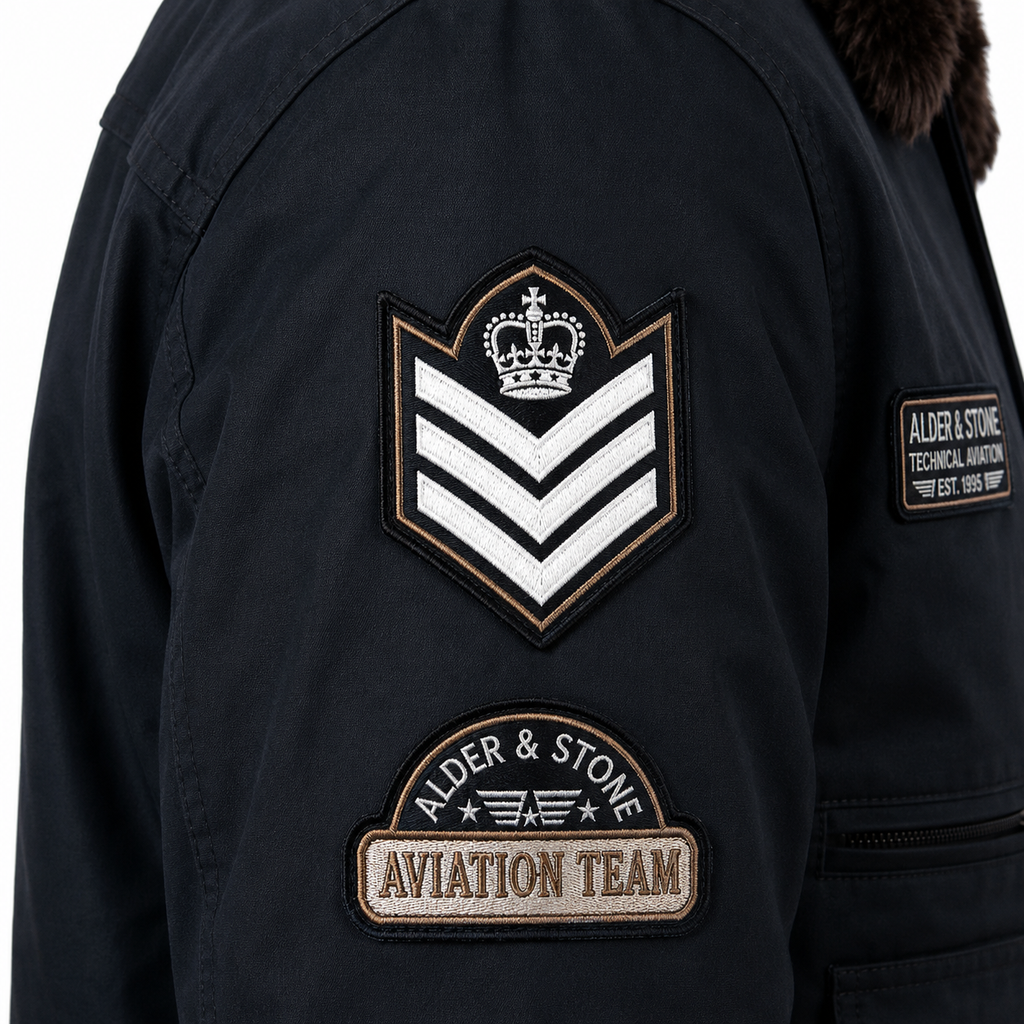 Alder & Stone Men's Aviator Patch Bomber Jacket - Skipper Brown