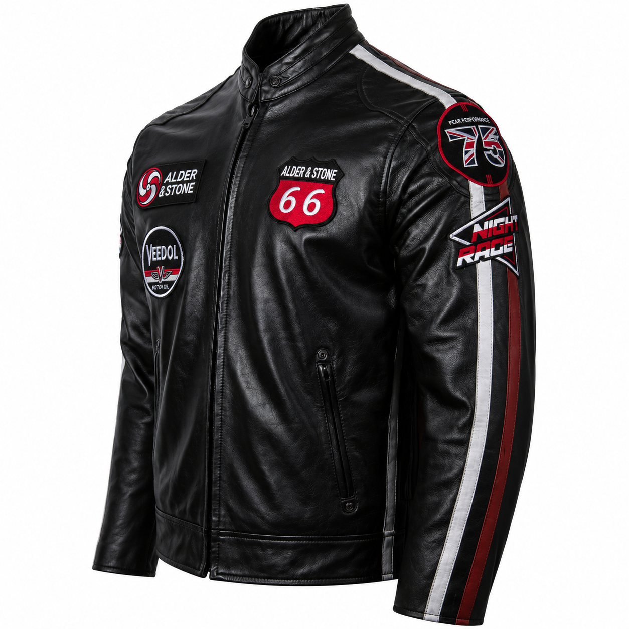 Alder & Stone Men's Racing Biker Jacket - Black