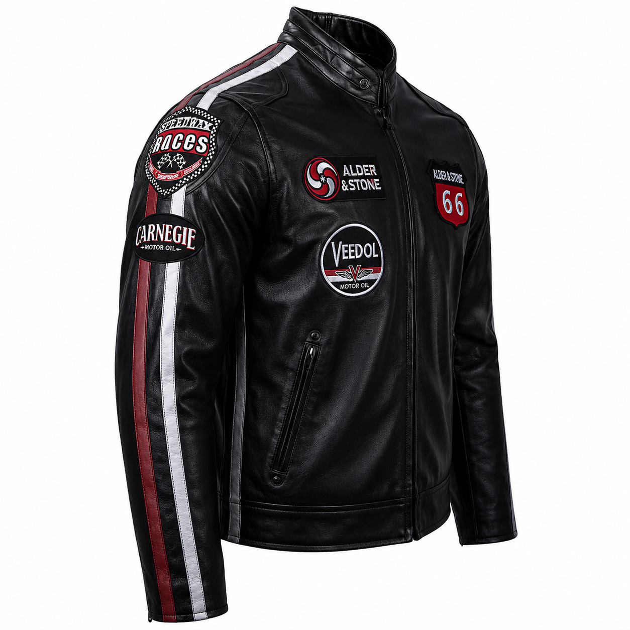 Alder & Stone Men's Racing Biker Jacket - Black