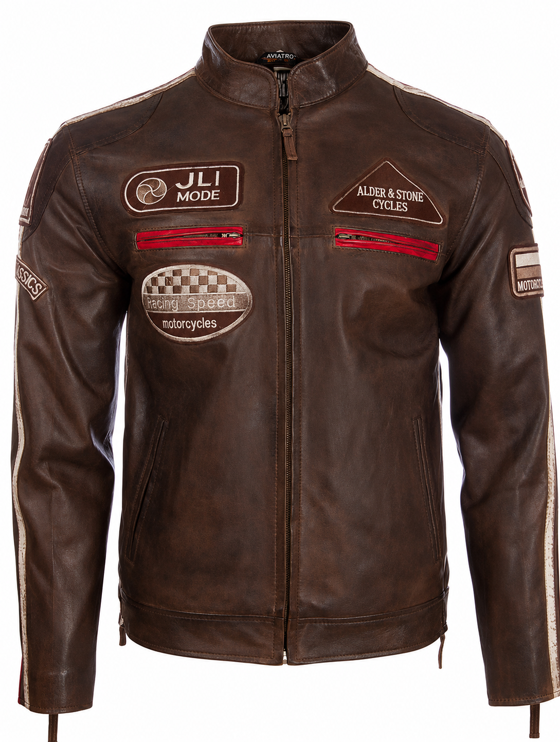 Alder & Stone Men's Racing Biker Jacket - Nevada Brown
