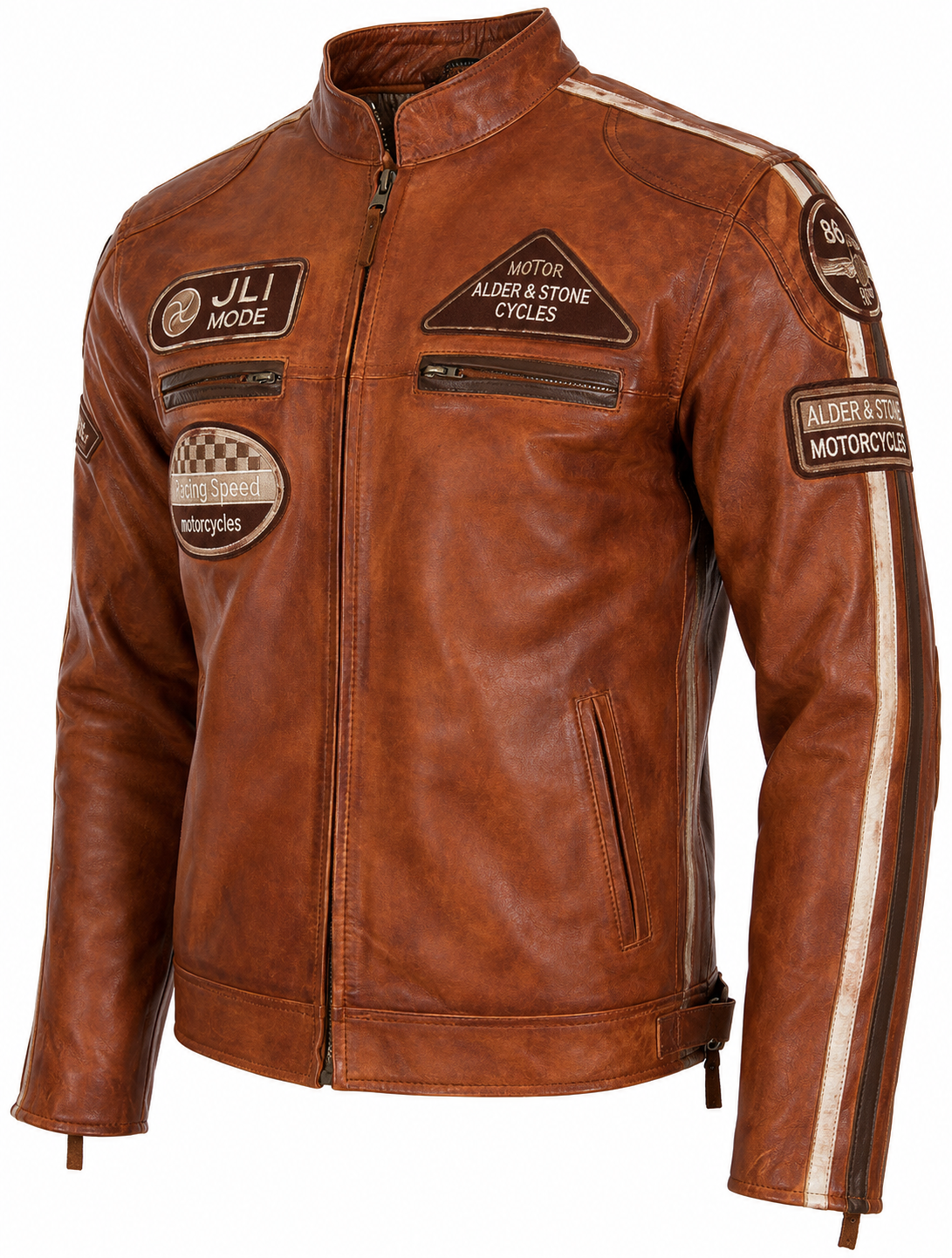 Alder & Stone Men's Racing Biker Jacket - Nevada Timber