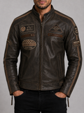 Alder & Stone Men's Racing Biker Jacket - Desert Tan
