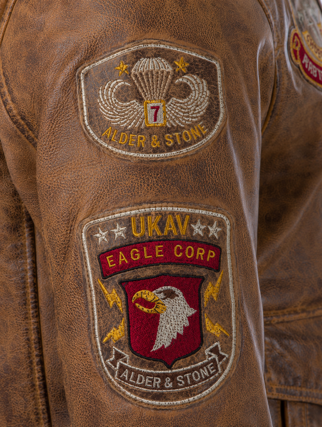 Alder & Stone Men's Aviator Bomber Jacket - Cognac