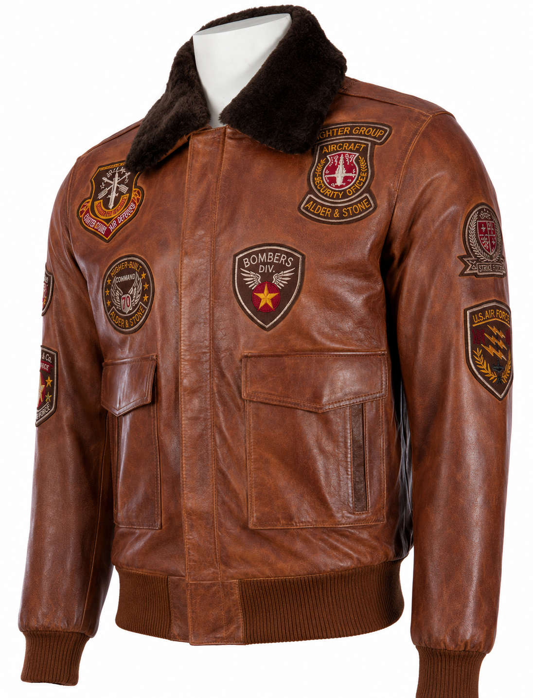 Alder & Stone Men's Aviator Bomber Jacket - Nevada Timber