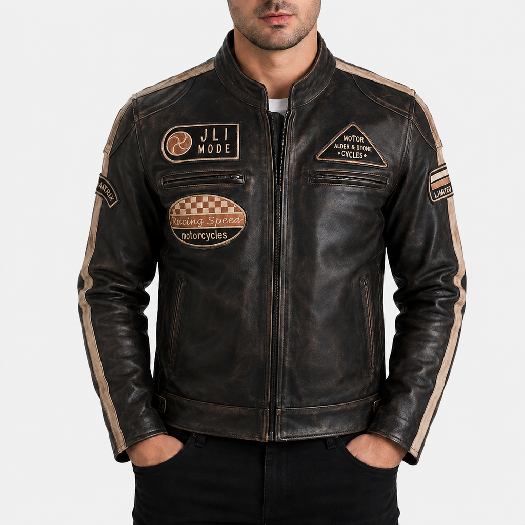 Alder & Stone Men's Racing Biker Jacket - Vegas