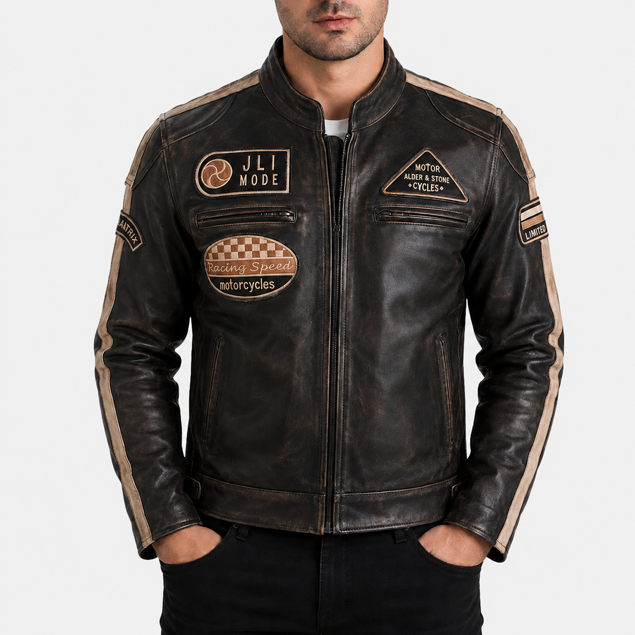 Alder & Stone Men's Racing Biker Jacket - Vegas