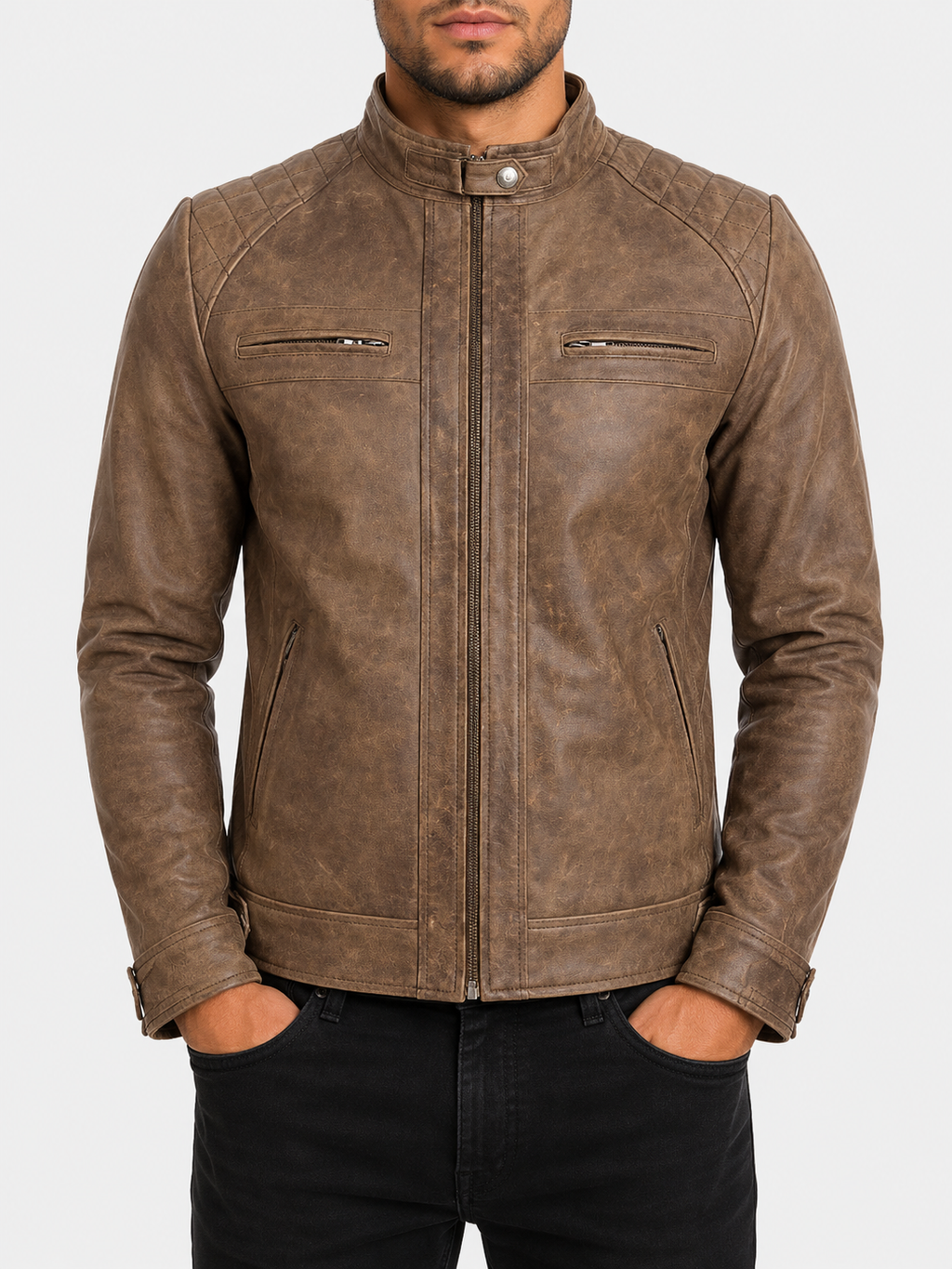 44T9 Men's Biker Jacket - Desert Tan