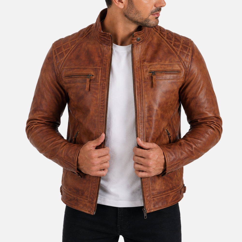 44T9 Men's Biker Jacket - Cocoa