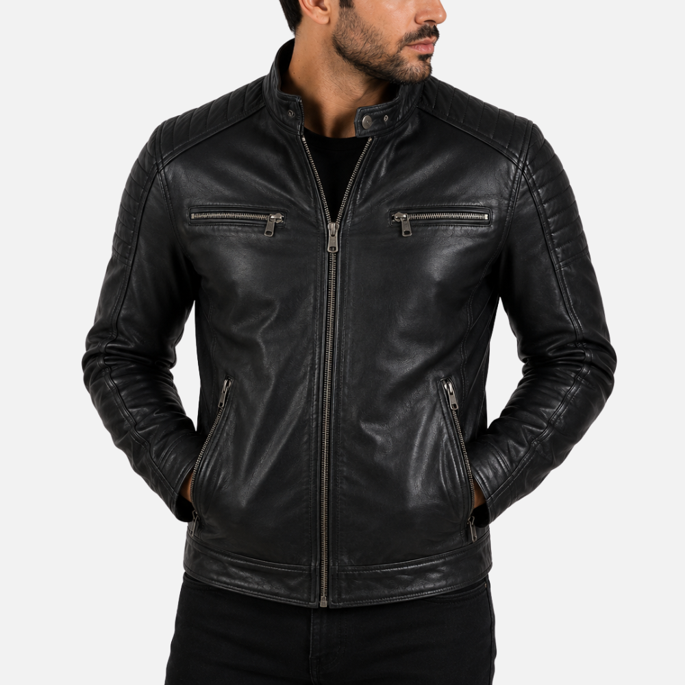 VO3W Men's Biker Jacket - Black