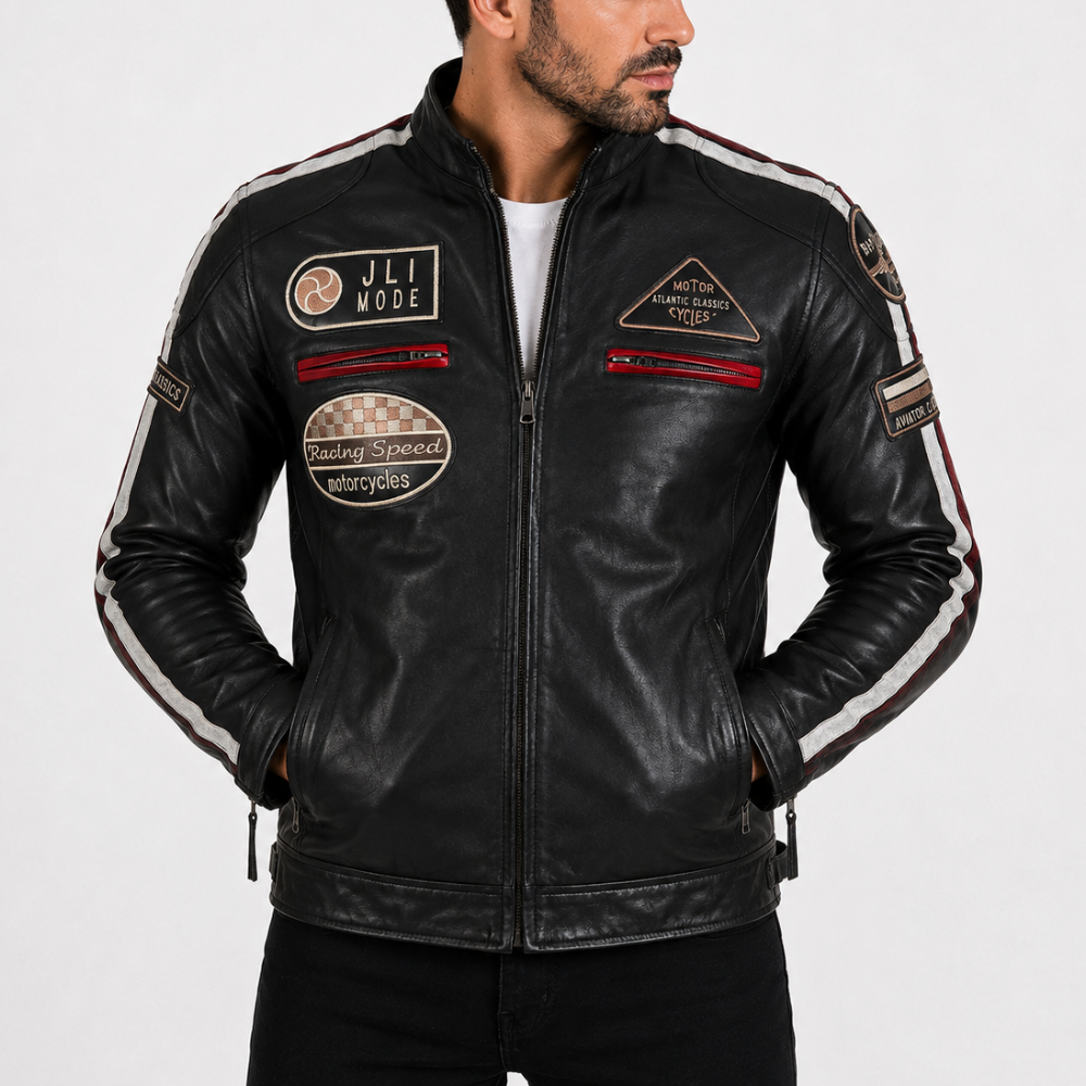 CXUS Men's Racing Biker Jacket - Black