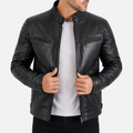 T86N Men's Diamond Biker Jacket - Black