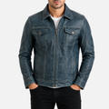 AGQ5 Men's Trucker Harrington Jacket - Frosty Blue