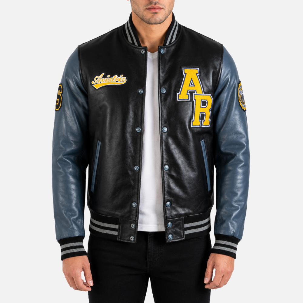 VZH7 Men's Varsity Jacket - Black/Grey