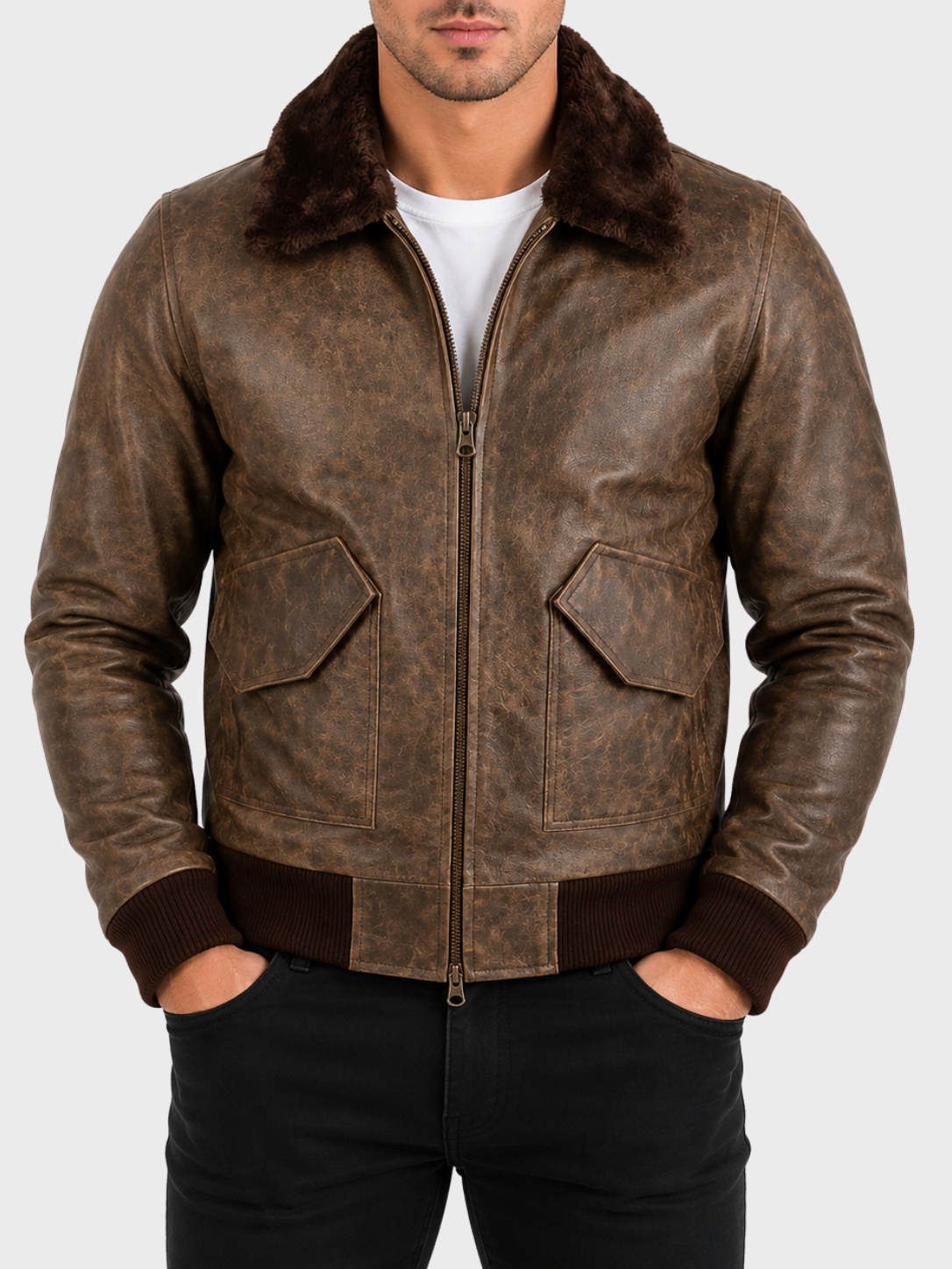 6KT4 Men's Aviator Bomber Jacket - Old Look