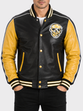 37LY Men's Varsity Skull Jacket - Black/Mustard