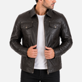 AGQ5 Men's Trucker Harrington Jacket - Black