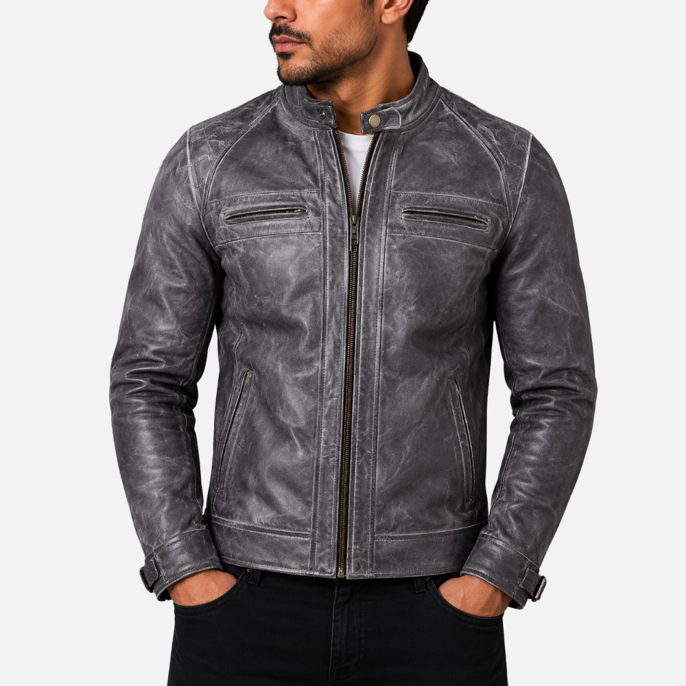 44T9 Men's Biker Jacket - Ghost