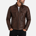 2ZCV Men's Biker Jacket - Nevada Brown