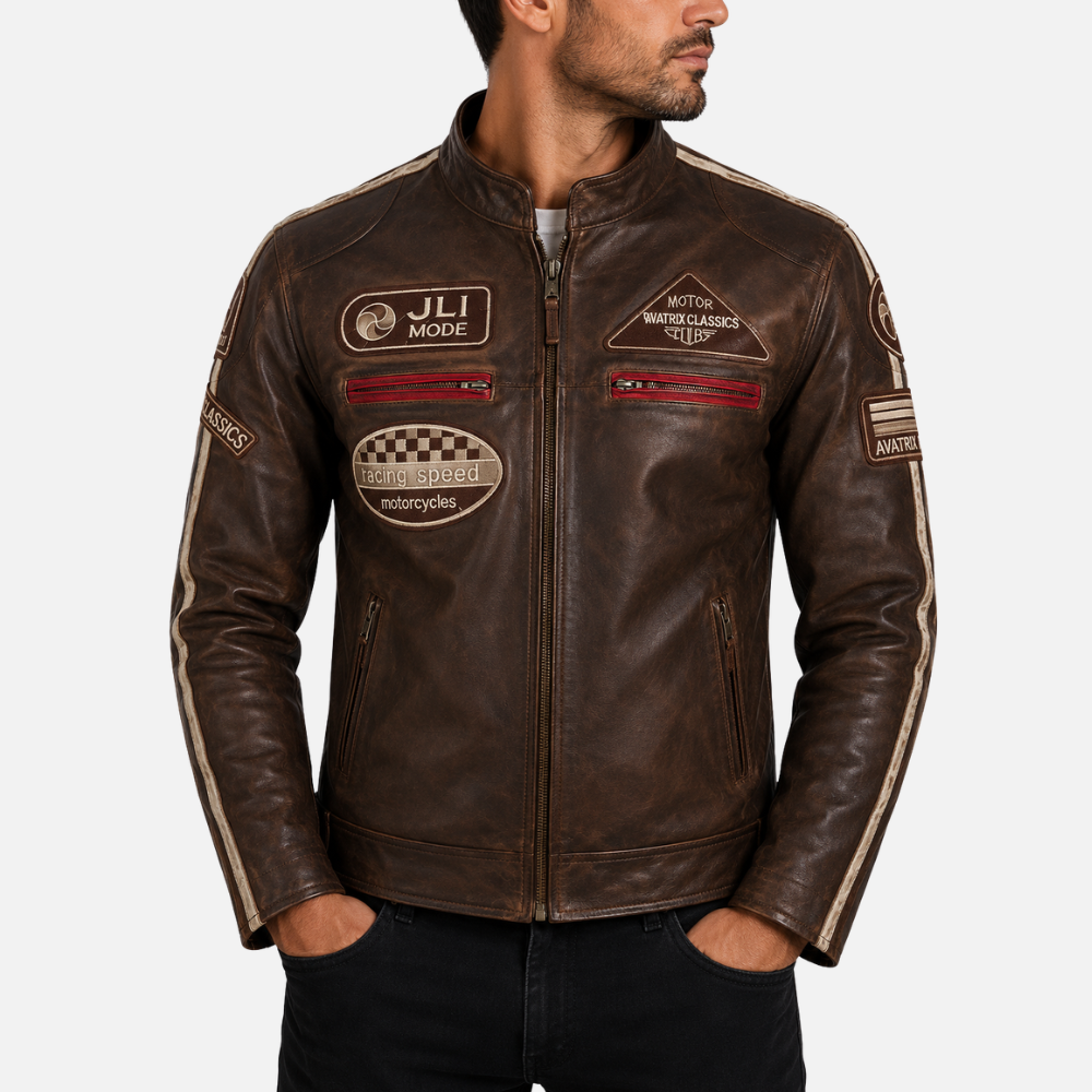 CXUS Men's Racing Biker Jacket - Nevada Brown