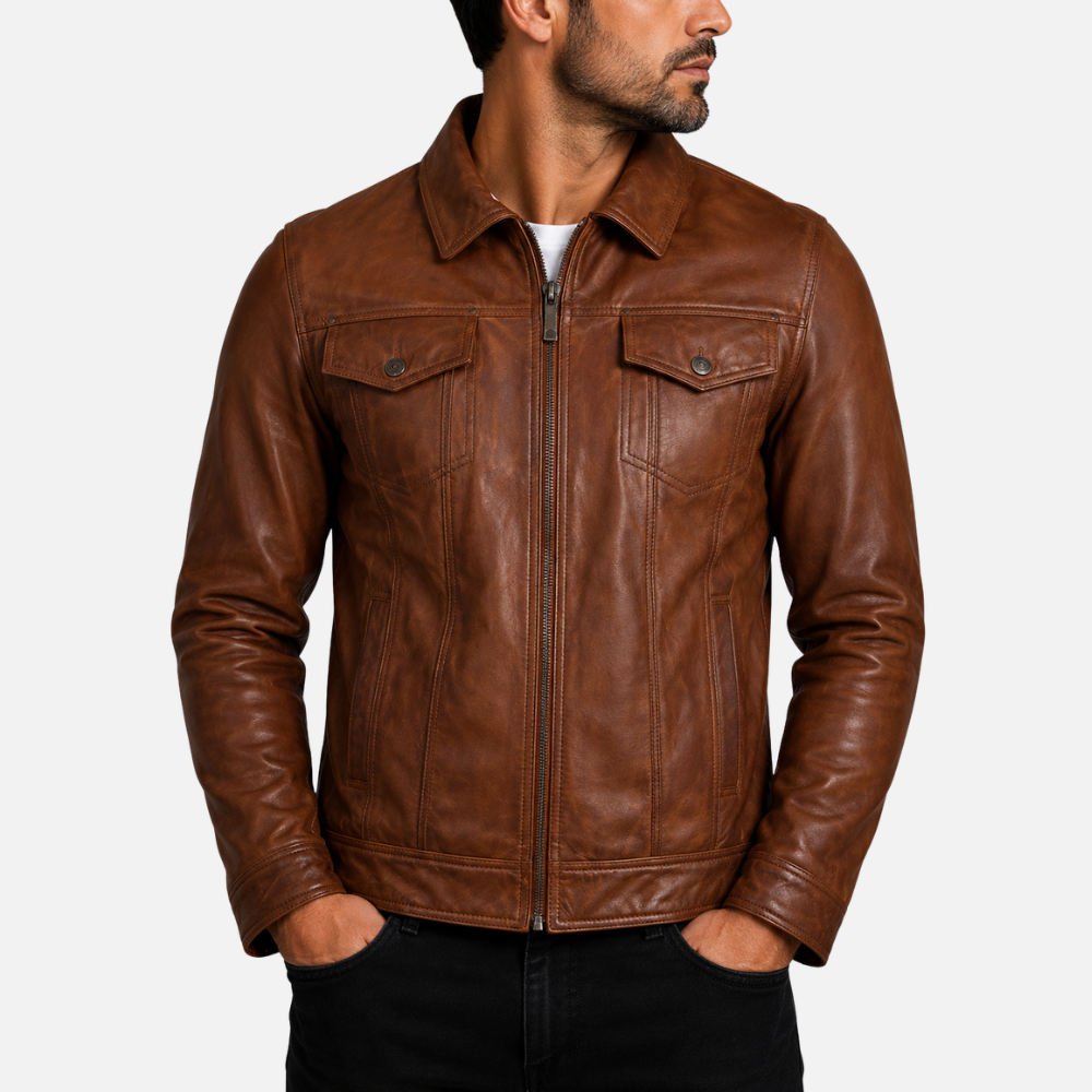AGQ5 Men's Trucker Harrington Jacket - Nevada Timber