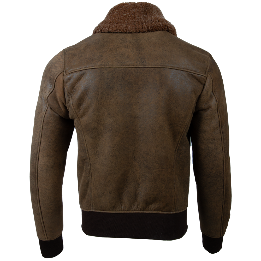Alder & Stone Men's Shearling Bomber Jacket - Brown/Arctic Gold Fur