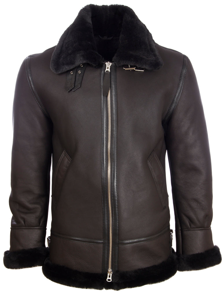 Alder & Stone Men's Shearling Jacket - Black/Black Fur