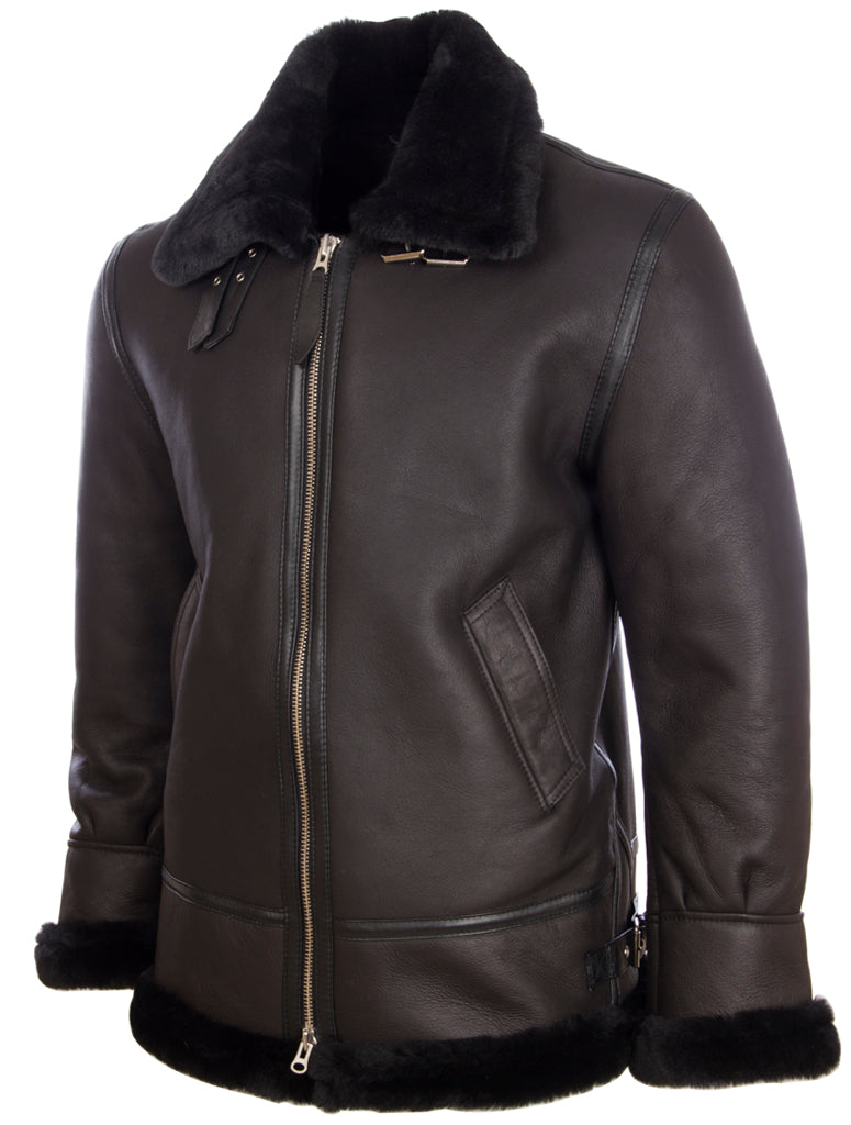 Alder & Stone Men's Shearling Jacket - Black/Black Fur