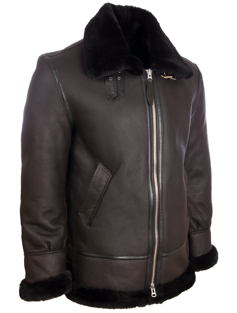 Alder & Stone Men's Shearling Jacket - Black/Black Fur