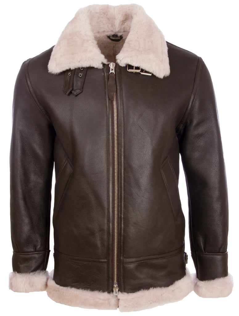 Alder & Stone Men's Shearling Jacket - Brown/Beige Fur