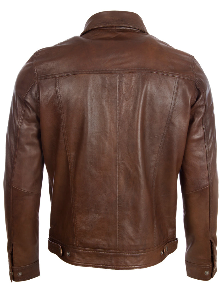 Alder & Stone Men's Trucker Harrington Jacket - Nevada Brown
