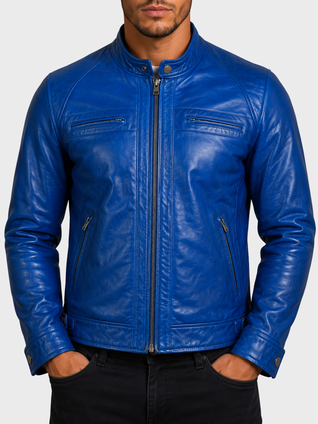 44T9 Men's Biker Jacket - Electric Blue